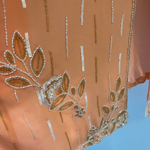 Midnight velvet beaded Embroidered Peach Blouse/blazer jacket size 2X boxGI - Picture 2 of 7